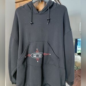 Ocean Pacific Black Hooded Pull Over Sweatshirt with Embroidered Logo